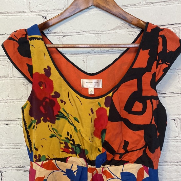 Anthropologie Moulinette Soeurs Orange Yellow 100% Silk Dress Size 2 - Picture 2 of 13
